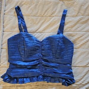 BOG Collective Blue Ruched Tank Top Size L